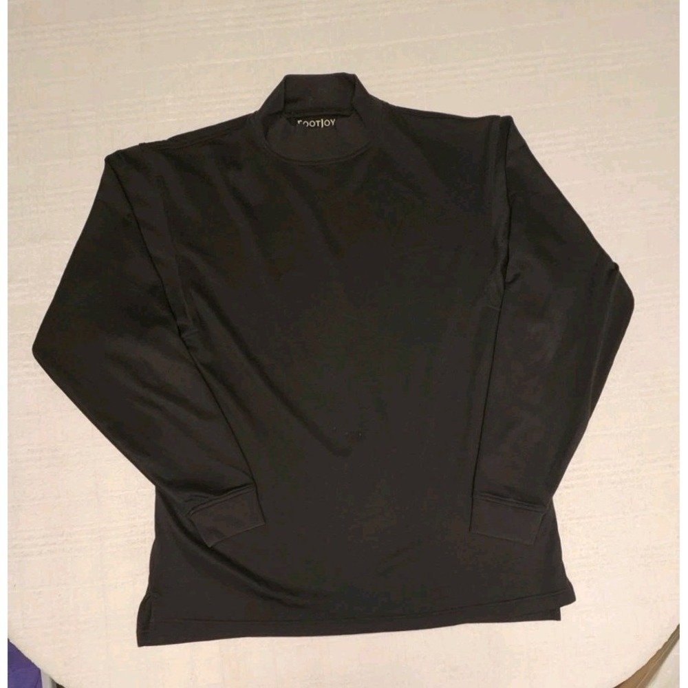 Vintage FootJoy Golf Shirt Men's Large Mock Neck Long Sleeve Performance Black